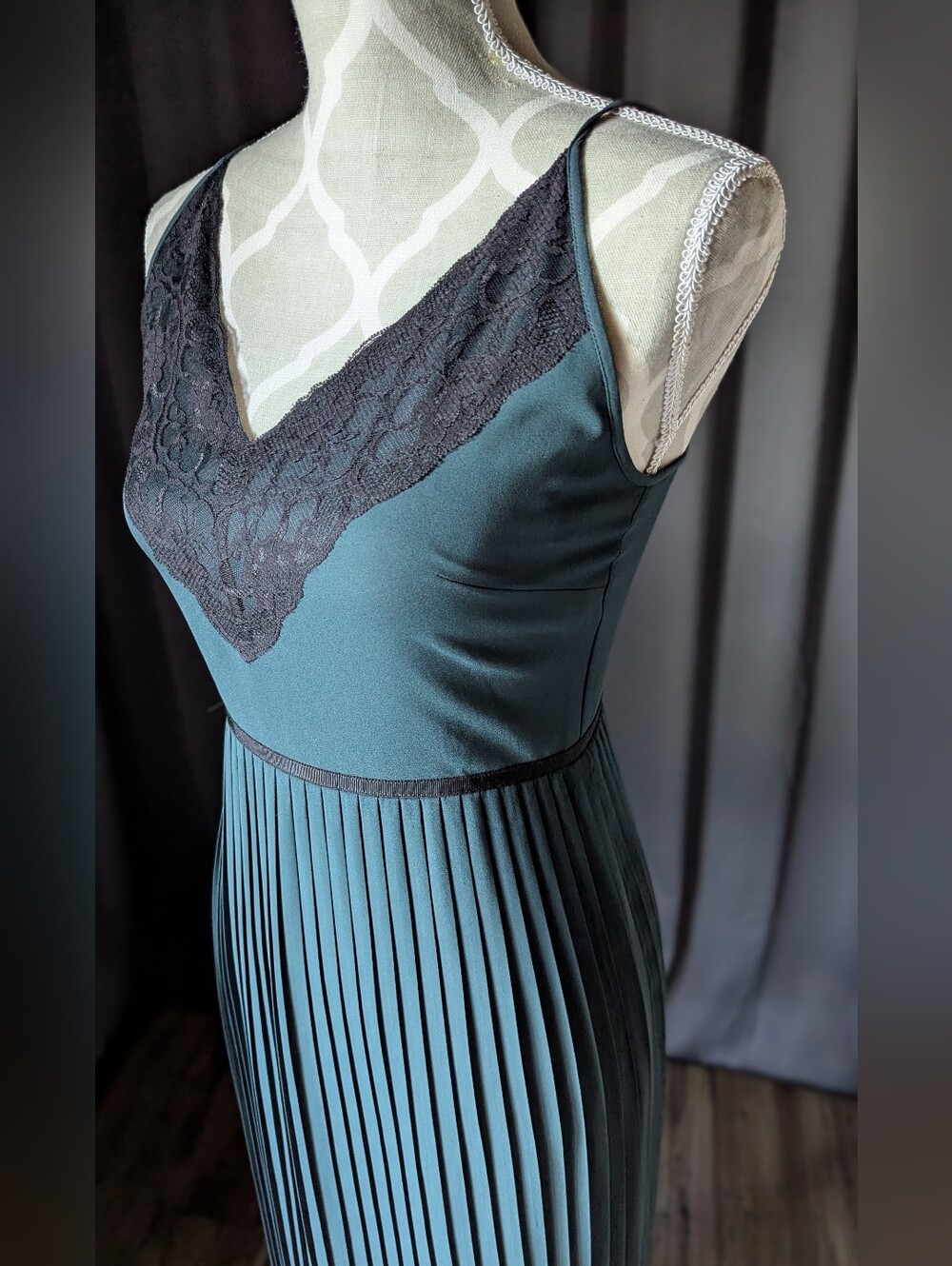 J. Crew Deep Teal Slip Dress with Black Trim Size 00